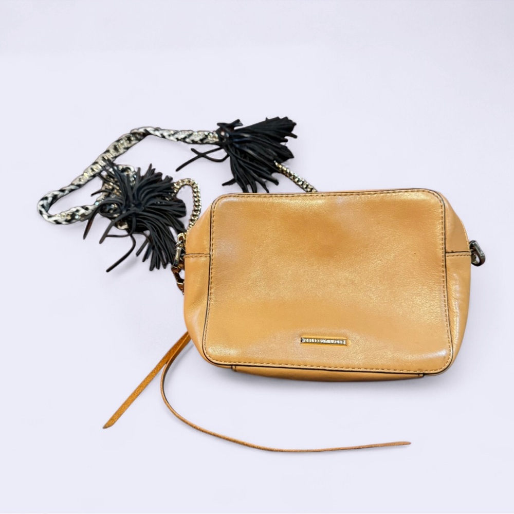 Rebecca Minkoff light Tan Crossbody Bag with chain, braided and Tassel Strap